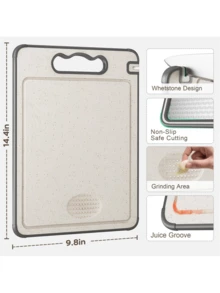 1pc Multifunctional Double-Sided Stainless Steel Defrosting Cutting Board With Sharpener, Textured Surface, Rust-Proof, Anti-Mold TPR Material, Suitable For Home And Outdoor Use - Apricot - View 8