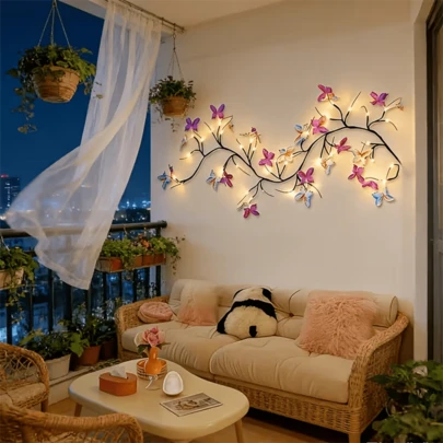 1pc Butterfly LED Tree Branch Light, Suitable For Wall Installation, 30/54 LED Butterfly Willow Vine Flower String Lights, USB Powered, 8 Lighting Modes, Ideal For Indoor/Outdoor Walls, Bedrooms, Home Decor, Doors, Windows, And DIY Festive Decorations