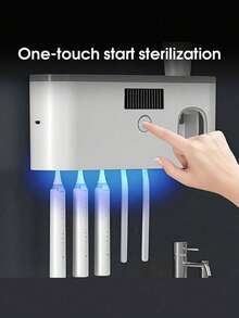 1pc UV Toothbrush Sanitizer With Storage Box, Toothbrush Holder, Disinfection And Timer Function, Rechargeable Wireless Wall-Mounted Toothbrush Sterilizer, Suitable For Bathroom, Back To School Essential - Multicolor - View 6