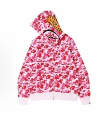 A Bathing Ape (BAPE) Men's Shark Full-Zip Hoodie – Iconic Camo Series, Multi-Color Options Available - Pink - View 2