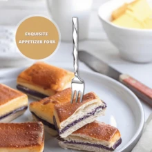 4/6/8 piezas Tenedores de postre con patrón de diamante elegante, tenedores de acero inoxidable grueso para fruta y ostras, pequeños tenedores brillantes para pastel/aperitivo/queso, adecuados para boda/Día de la Madre/fiesta, aptos para lavavajillas - Plateado - Ver 7