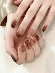 Miếng dán móng tay gel bán khô, 20 miếng, chất lượng salon, bền lâu, dễ dán và gỡ bỏ, có đèn UV. - Màu Tím - Xem 5