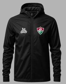 Corta Vento Fluminense Masculino Impermeável com Capuz | Leve, Resistente e com Zíper Reforçado – Ideal para Dia a Dia e Esporte - Preto - Visão 8