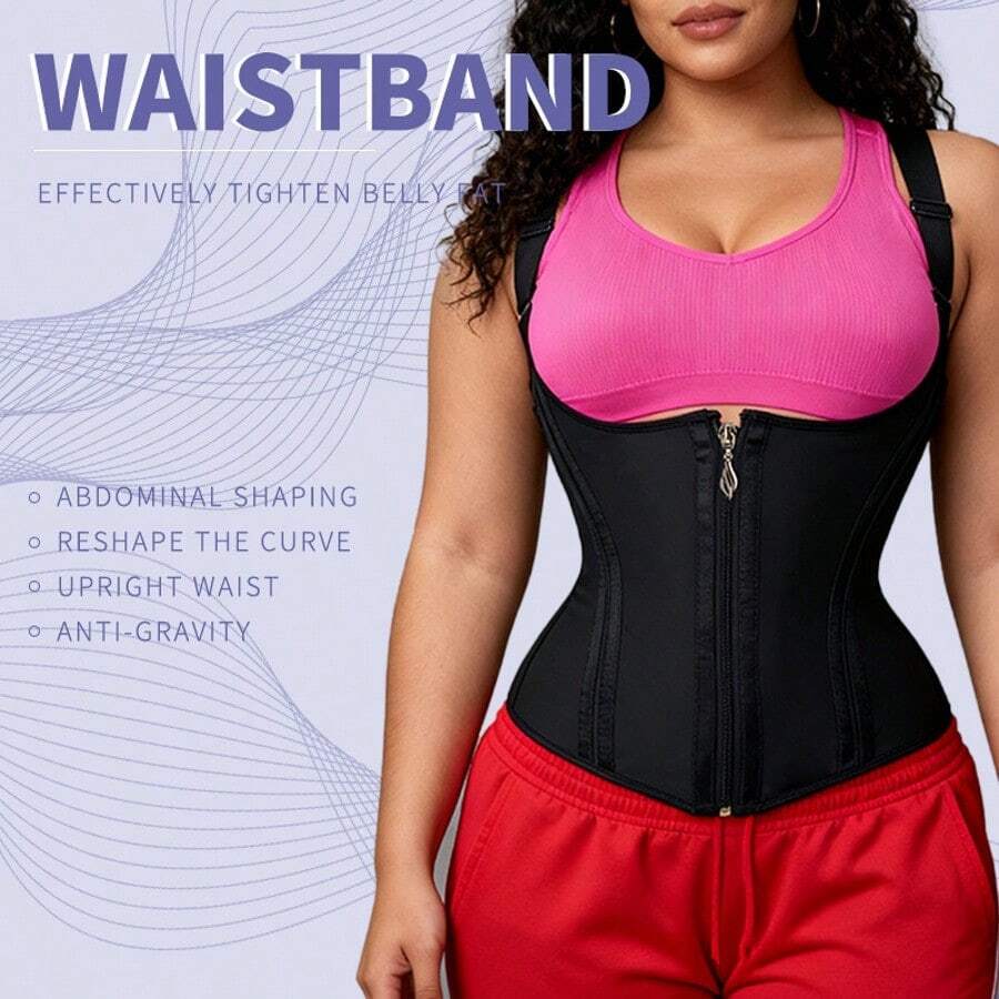 Corset-Style Abdominal-Reducing And Waist-Shrinking Vest With Zipper For Postpartum Recovery, Exercise And Shaping, Tight-Fitting Outerwear That Makes The Waist Look Slimmer.Corset-Style Abdominal-Reducing And Waist-Shrinking Vest With Zipper For Postpartum Recovery, Exercise And Shaping, Tight-Fitting Outerwear That Makes The Waist Look Slimmer. - 黑色 - 查看 1
