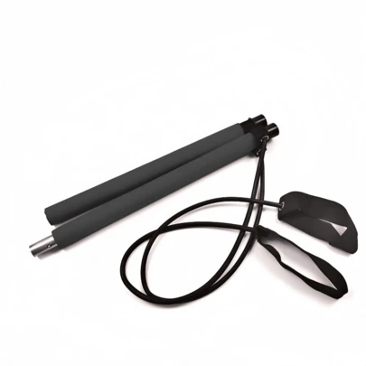 Set di barre di resistenza per Pilates, barra in acciaio inossidabile con fasce elastiche ad alta resistenza, barra antiscivolo + fasce di resistenza, pieghevole e portatile, adatto per squat, allenamento del core, recupero post-parto, attrezzatura per lo yoga a casa unisex