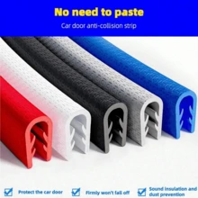 2m/5m/10m Protector universal en forma de U para el borde de la puerta del coche, tira decorativa de goma para parachoques, protección antiarañazos y antichoques - negro - Ver 6