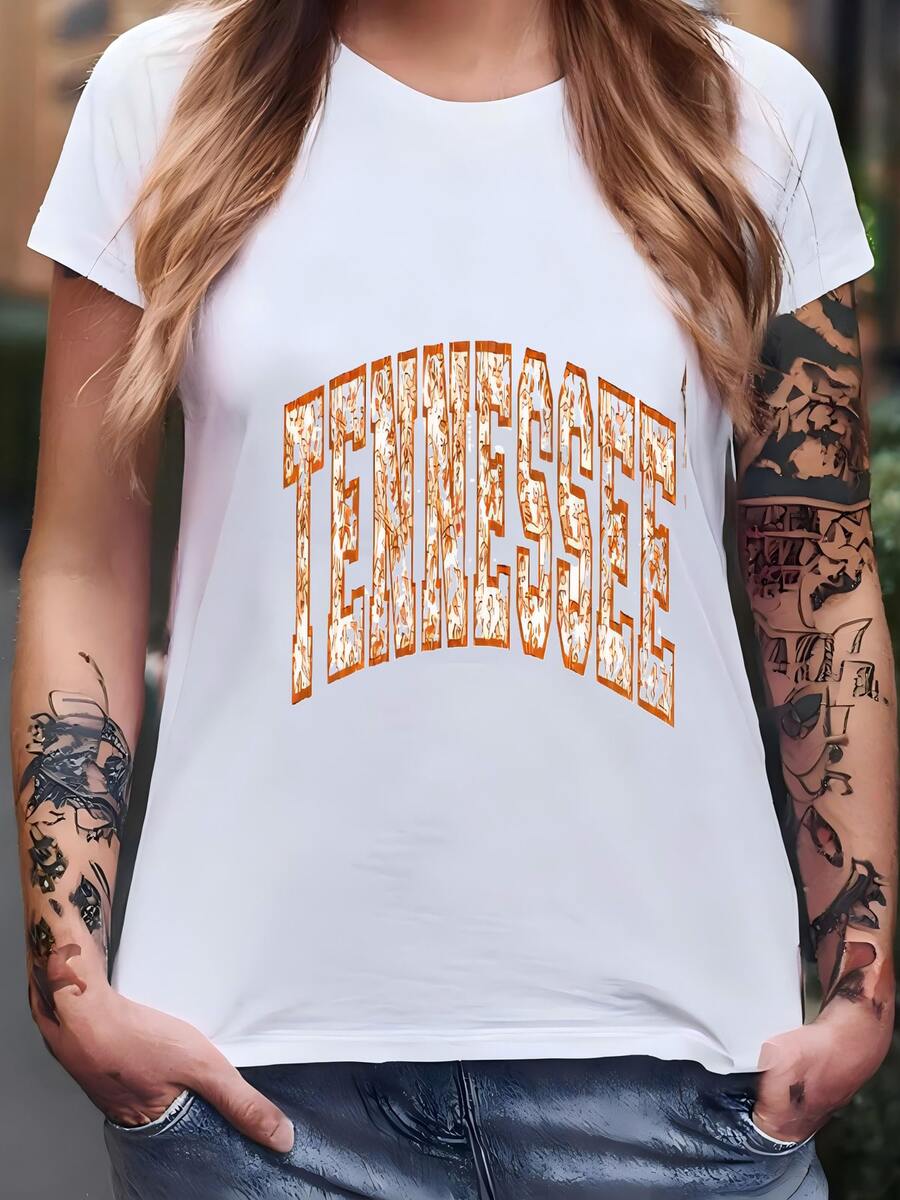Womens ® Tennessee Shirt, Chinoiserie, Toile De Jouy, Floral Tennessee, Orange Tennessee Shirt, Game Day, Tennessee Volunteers T-Shirt - trắng - Xem 1