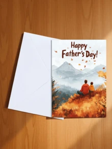 秋日治愈系父亲节贺卡 / 父子共赏秋日美景设计 / 父亲节快乐贺卡，表达对爸爸、爷爷和长辈陪伴与关爱的感激之情 / 适用于父亲节、爸爸生日及其他感恩场合，也适合性格稳定、热爱自然的父亲（包含1张贺卡和1个信封，尺寸：4.3英寸 x 6.3英寸） - 款式二 - 查看 19