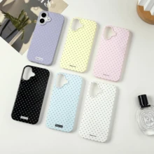 Compatible With 17, Cute And Stylish Polka Dot Aesthetic Design Simple Phone Case, Soft TPU Ultra-Thin Protective Cover, White - Pink - View 2