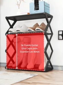 Zapatera Organizadora de 4 Niveles, Estante Plegable para Zapatos, Ahorra Espacio, 1 PZ Estantería de Almacenamiento, Multiusos y de Almacenamiento Simple, Estantería Minimalista  Organizador de Almacenamiento de Varios Niveles, Diseño a Prueba de Agua y Ahorro de Espacio, Se Envia Color Al Azar: Negro, Blanco O Naeanja, Regalos para el Día de La Madre, Regalos para el Día Del Padre, Regalos para la Semana Santa. - Ver 6