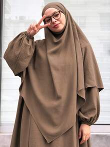 2pcs/Set Khimar Hijab + Abaya, Loose & Comfortable Clothing Suitable For Women's Daily Wear And Prayer, Applicable For All Seasons, Holiday - Multicolor - View 9