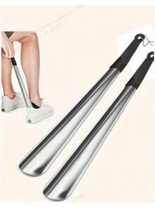 1/2 piezas Calzador de acero inoxidable de 30cm/42cm, sin necesidad de doblarse para ponerse los zapatos, especialmente adecuado para personas de mediana edad y mayores - Talla única - Ver 2
