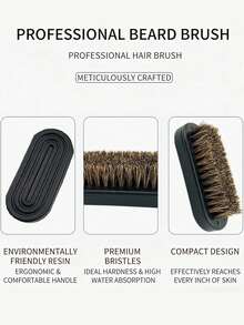 Beard Brush, Beard Comb & Beard Care Set, A Great Gift For Men During Holidays - Black - View 8