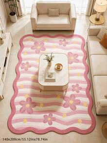 1件粉色条纹花卉印花地毯，ins风地毯，房间装饰地毯，家居装饰地毯，沙发垫地毯，卧室装饰地毯，小地毯，现代创意时尚地毯，客厅地毯，客厅小地毯，卧室地毯，户外地毯，可水洗地毯，送给男孩女孩的礼物，感恩节地毯，柔软且可机洗，适用于客厅、办公室、咖啡厅和阳台装饰 - 彩色 - 查看 8