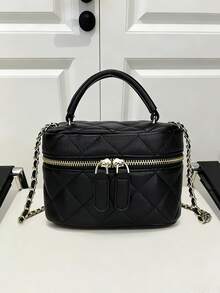 轻便迷你包，小巧女士手提包，链条包，绗缝包，托特包，水桶包 - 适合女孩、大学生和上班族女性，完美适用于办公室、校园、工作、通勤、户外活动、旅行和郊游。 - 黑色 - 查看 1