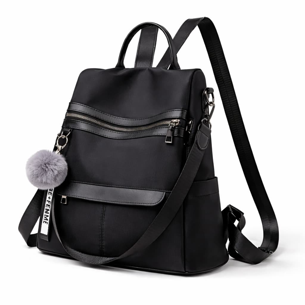 Women's Backpack Bag With Crossbody Strap And Back Waterproof Casual - 黑色 - 查看 1