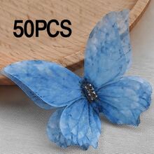 50/100件優雅彩色蝴蝶貼花，3D手工布藝貼片，雙層薄紗設計，輕盈細緻，適用於DIY髮夾、頭飾、婚紗禮服、服飾配件、花束包裝與珠寶製作 - 蝴蝶 - 查看 13