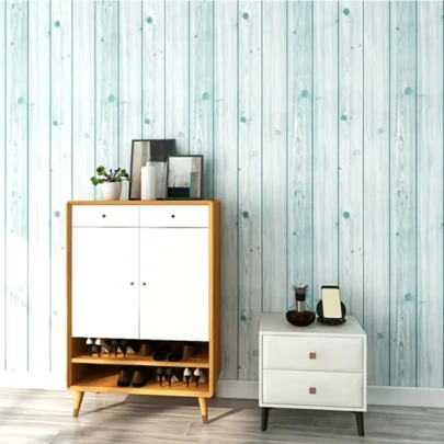 1 Roll Self-Adhesive Wallpaper, Blue Wood Grain Pattern, Waterproof Oil-Resistant Removable Wallpaper, Suitable For Kitchen Countertops, Cabinets, Walls, Room Decor, Home Decor, Living Room, Bathroom, Home Renovation, Furniture Makeover, DIY Decoration, Durable Wall Covering Material, Easy To Install, Home Upgrade