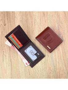 1 pieza Billetera clásica de hombre con pliegue doble, superficie estampada con logotipo de letra D, diseño de pliegue doble ligero, minimalista y elegante, equipada con múltiples ranuras para tarjetas y un gran compartimento para efectivo, que acomoda fácilmente tarjetas bancarias, identificación, efectivo y documentos, adecuada para ir al trabajo, viajes de negocios y otros escenarios diarios - Multicolor - Ver 9