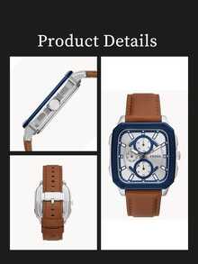 FOSSIL Watch - Men's Daily Wear Watch With Black Square Dial, Rose Gold And Matte Black Accents, Business-Casual Style, Day-Date Function, And Quartz Movement - White - View 6