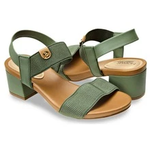 Women's Sandal With Thick Block Heel And Elastic, Orthopedic, Modare Ultraconforto - 橄欖綠 - 查看 2