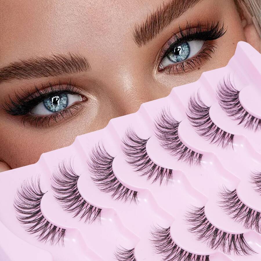 ELAE Wispy Lashes Natural Look Fake Eyelashes Natural Lashes False Eyelashes Wispy Fake Lashes Natural Eyelashes Clear Band Lashes - Cat Eye Lashes - View 1