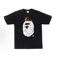 BAPE Men's Starry Sky Camo Glow-In-The-Dark Ape Head Tee – Baby Milo Edition, Black & White - 黑色 - 查看 5