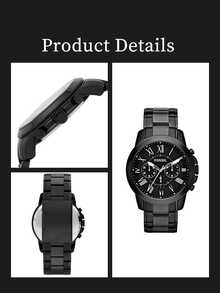 Fossil Grant FS4832 男士黑色表盘计时码表，黑色不锈钢石英表 - 黑色 - 查看 6