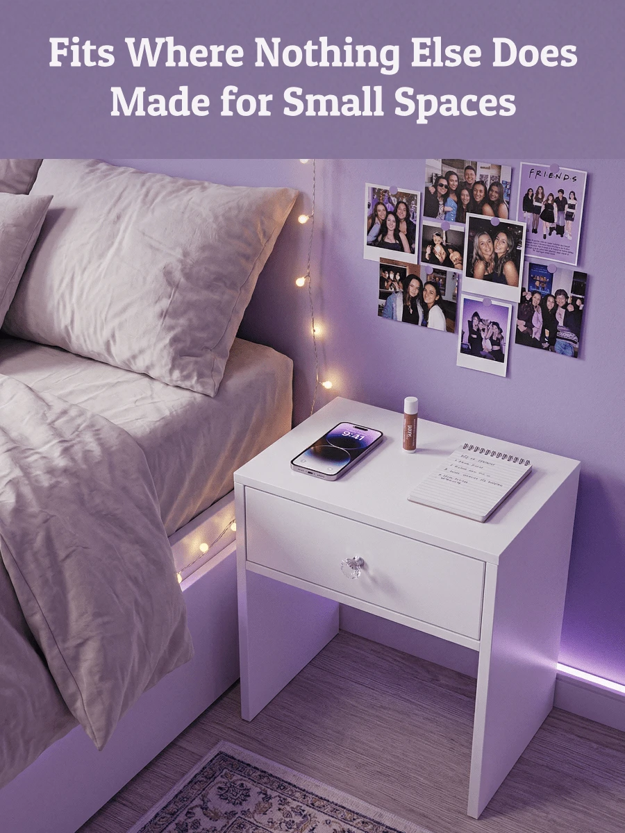 Sturdy Minimalist Shoe Stool With Drawer - Multi-Use For Nightstand & Vanity - 白色 - 查看 1