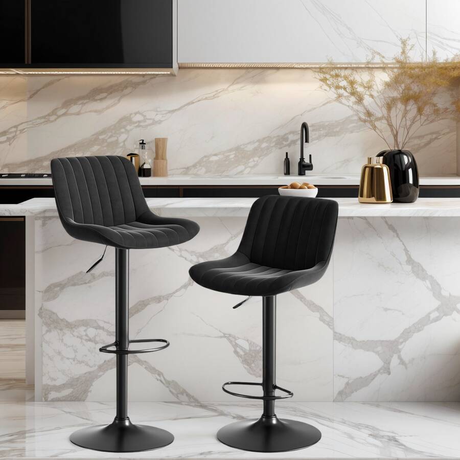 Dining Chairs - Black + Iron + Metal and Wood + Velvet + Foam + 2 Weapons - View 1