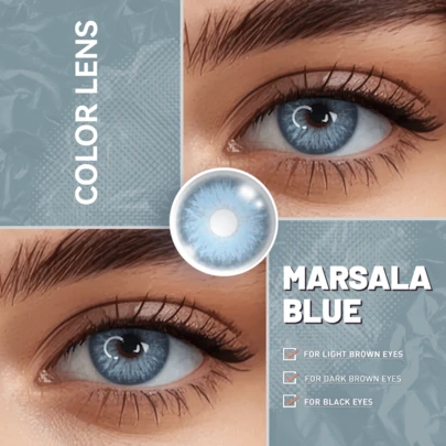  Leermoo Natural Eye Color Lenses, Soft Blue Color Contacts, 6-Month Wear, 14.5mm Diameter, Suitable For Dark Brown Eyes