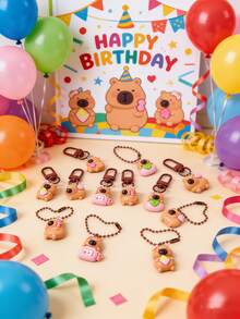 1/10/20pcs-Cute Capybara Keychain - Kawaii Animal-Themed Charm, Kids' Backpack Accessory, Graduation Party Favor, Birthday & Baby Shower Gift - Multicolor - View 4