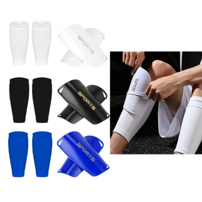 Shin Guard + Sock Sleeve Combo - New Sports Accessories, Available In Black/White/Blue, High-Quality, Durable And Lightweight, Comfortable And Snug Fit Design, Suitable For Outdoor Sports, Football Equipment, Cycling, Running And More