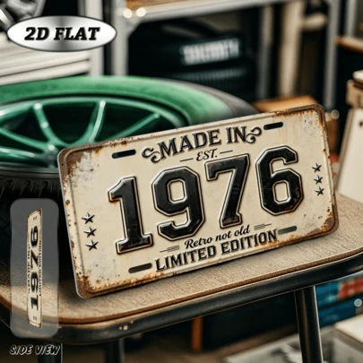 1 biển trang trí bằng sắt phẳng kiểu cổ điển | Biển phẳng 2D, sản xuất năm 1976, trang trí nhà kiểu retro, thích hợp cho phòng khách, lối vào, văn phòng tại nhà, hiên nhà, sân thượng, vườn, quà tặng sinh nhật năm 1976, chỉ dùng để trang trí, thiết kế và vị trí lỗ thực tế như trong bảng kích thước.