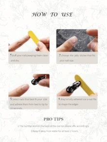 10片正方形手工假指甲，淺藍色花卉圖案，亮片拼貼設計，亮面飾面，可重複使用壓克力指甲，適合Y2K風格與夏季日常佩戴的手工穿戴甲 - 彩色 - 查看 7