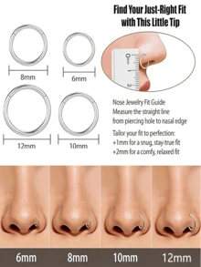 4件套简约多功能鼻环。不锈钢饰品，适用于鼻环、鼻中隔环、耳环、耳垂、耳廓、唇环，男女通用。 - 彩色 - 查看 5