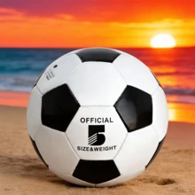 1PCSize 5 Official Soccer Ball With Portable Mini Pump Set - Training & Match Ready Football Kit For Adults - Black and White - View 5