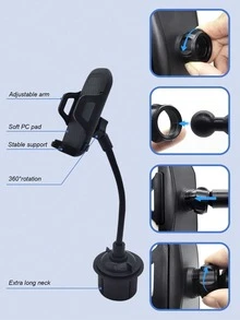 Flexible Hose Car Cup Holder Phone Mount – Universal Shockproof Design, 360° Rotating Core, Durable Plastic And Metal Structure, Fits Smartphones, GPS, And Tablets, Easy To Install In Any Vehicle, Universal Phone Mount - Phone Stand - View 7