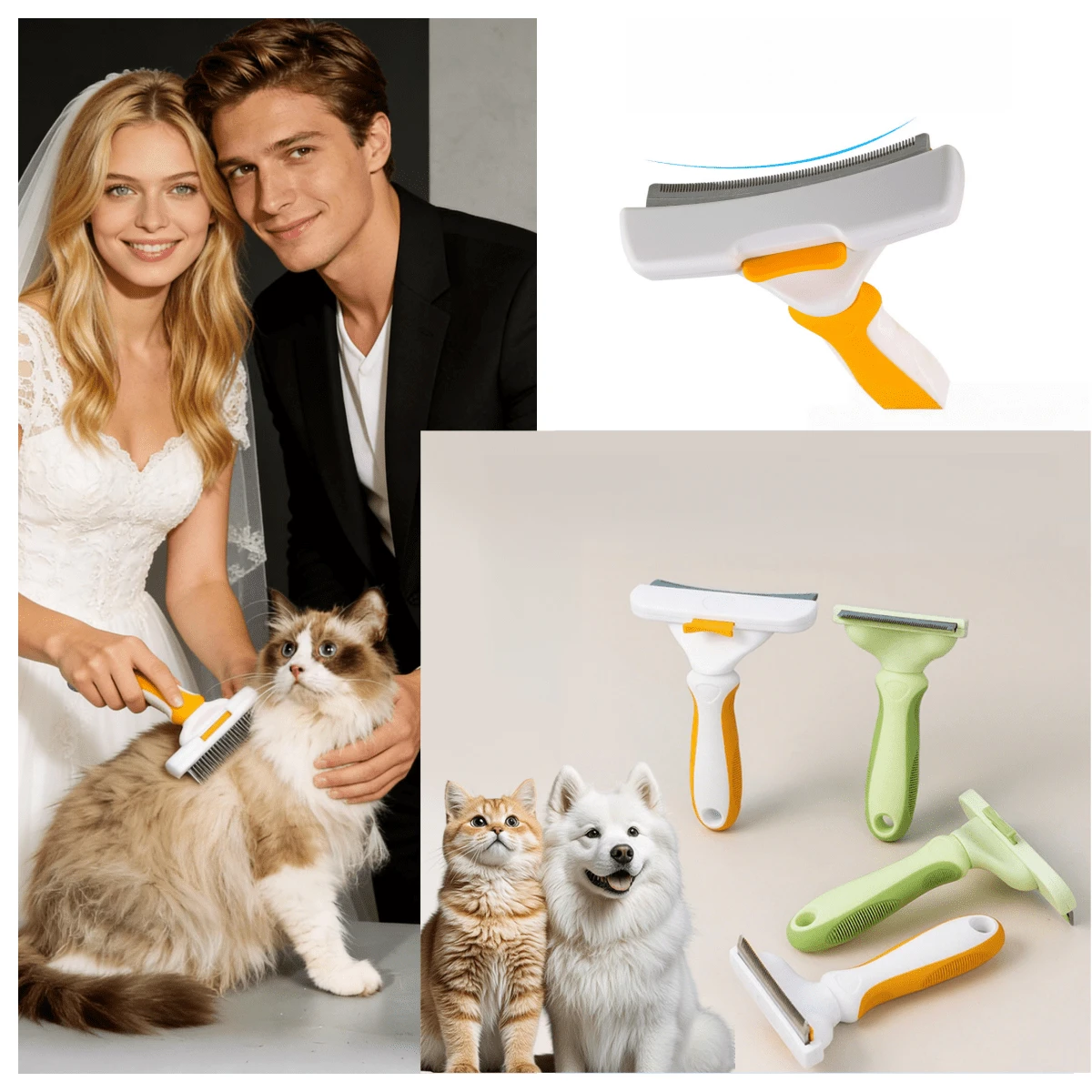 Curved Pet Grooming Brush, Suitable For Cats And Dogs - Professional Deshedding Tool With Undercoat Rake, Skin-Friendly Material, Suitable For Shedding Season, Contoured Bristles To Reduce Shedding And Ease Cleanup (Non-Electric) - View 1