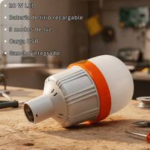 Foco Led De Emergencia Recargable 20w Bombilla Luz Blanca HYF098 decoración de cuarto juguetes accesorios para carro accesorios para moto luces led para cuarto cosas de 10 pesos luces led cosas para decorar tu cuarto accesorios para hombre juegos de mesa lamparas para techo jugetes lámpara lampara ventilador de techo luces decorativas luces luz led lamparas encendedor - Blanco - Ver 9