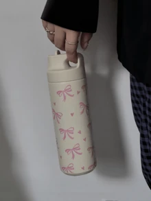 1pc 550ml/18.6oz Bow Heart Series Water Bottle, With Spout Water Cup, Original Double-Layer Stainless Steel Insulated Cup, Cold Cup, Vacuum Bottle And Insulated Bottle, Travel And Outdoor Use Cup, Gym And Outdoor Sports Cup, Flat Bottom Cup, Car Cup, Winter And Summer Drinkware, Holiday Gift - Multicolor - View 3