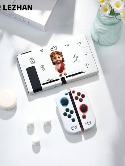 1pc Switch2 (2025) Game Console Accessories, Jesus & God Cartoon Cute Print Switch Protective Case, Storage Bag, Suitable For Switch2/Switch OLED/Switch NS, New Switch2 Generation Game Accessories Protective Cover, Endurance Version Game Console Accessories Protective Cover, Best Gift For SWITCH Players