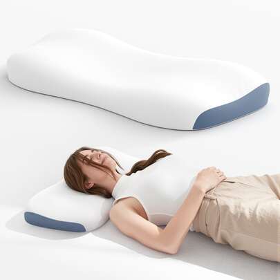 1 chiếc gối kê cổ bằng mút hoạt tính mỏng, kích thước 25.2x12.2x3.15 inch, thiết kế công thái học, kèm vỏ bọc thoáng khí có thể tháo rời.