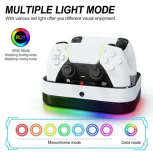 RGB Charging Dock, Dual Controller Fast Charging Station, Fully Charges In 2.5 Hours, Overcharge Protection, Compatible With Dual Sense/Elite Controller, Smart Status Indicator - View 2