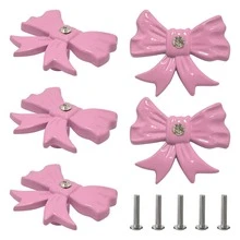5 piezas Tiradores modernos y creativos para gabinetes y cajones con lazo de strass - Rosa Pálido - Ver 8