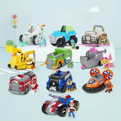 Spin Master Spin Master Juego de juguetes de Paw Patrol, que incluye Rubble, Skye, Chase, Marshall, vehículos de rescate, juguetes educativos para niños de 3 a 6 años, regalo de cumpleaños