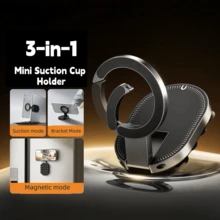 Giá đỡ điện thoại từ tính 3 trong 1 với đế hút và móc khóa, giá đỡ điện thoại có thể gập lại và xoay được. - màu đen - Xem 2