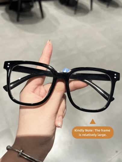 1pc/2pcs/3pcs Women's Fashion Non-Prescription Glasses Glasses, New Oversized Frame Super Lightweight Music Festival Rivet College Style Versatile Non-Prescription Glasses Glasses Suitable For Daily Use, Internet, Office, Computer, Phone, Reading, Gaming