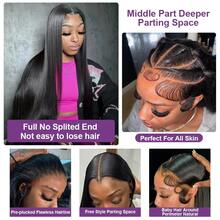 8-34 Inch #4 13x4 Lace Front Wig, Human Hair Straight Lace Front Wig, 200% Density Pre-Plucked Natural Hairline Mixed Texture Brazilian Straight Lace Front Wig #4 No Glue For Women Party, Holiday, Daily Use - Natural & Black - View 3