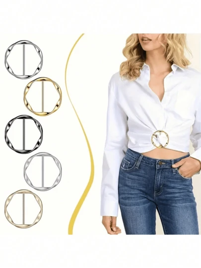 Multi-Functional Alloy Buckle | T-Shirt Hem Shortening Device | Corner Knotting Buckle | Waist Decorative Ring Suitable For Belts & Scarves | Casual & Fashion Accessory